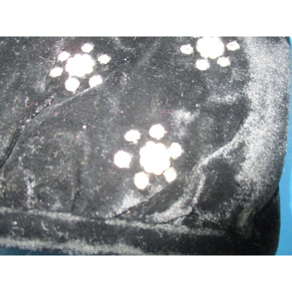 *Vintage Black Velvet Bead and Rhinestone Cloth Divided Clutch Evening Bag - Picture 9 of 9